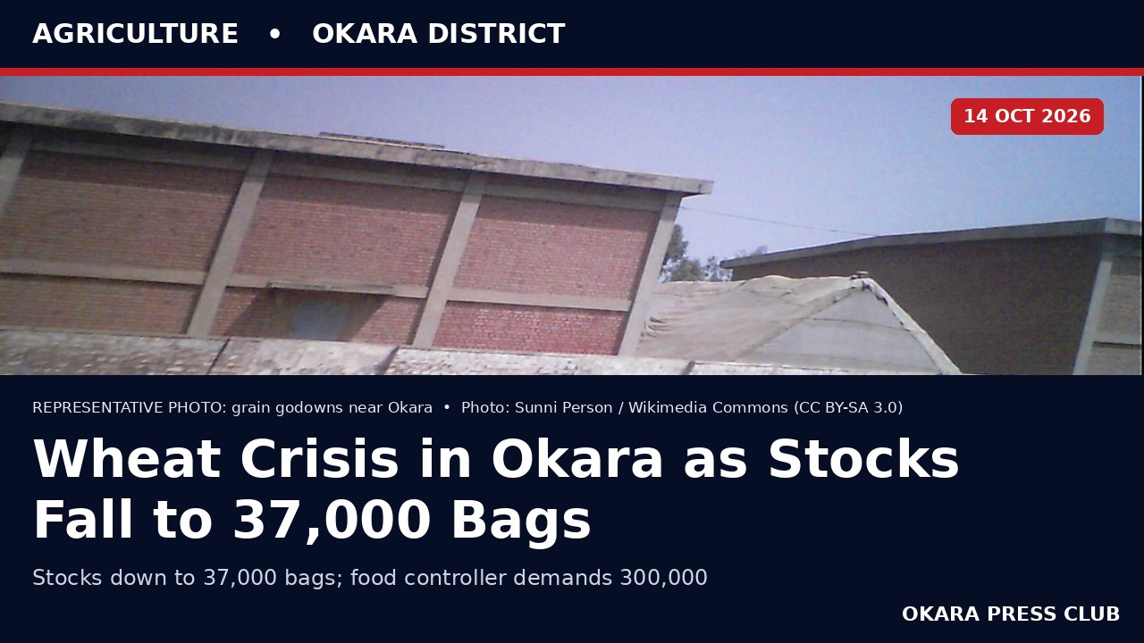 Wheat Crisis in Okara as Stocks Fall to 37,000 Bags